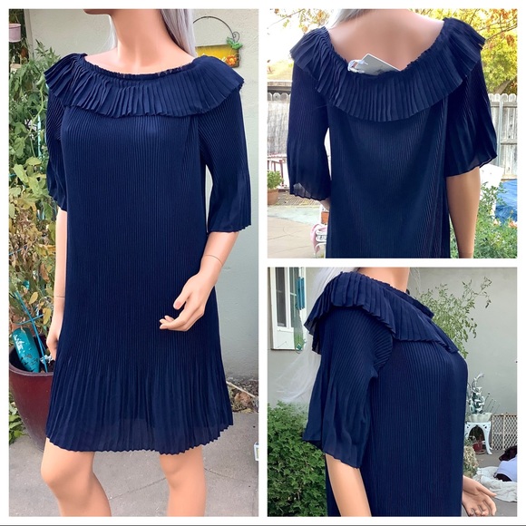 🎉HP NWT Sz6 “Francies Bardot” Ted Baker London Pleated Dress Shoulder Neckline - Picture 15 of 16